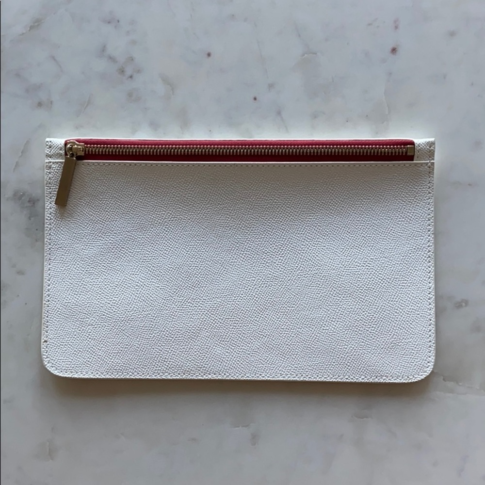Truffle White Saffiano Leather Pouch